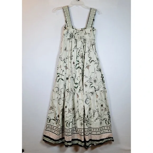 MARCHESA ROSA Womens Marilla Cotton Dress Size 4 Floral Maxi Sundress Beige - Picture 12 of 13